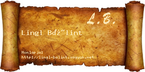 Lingl Bálint névjegykártya